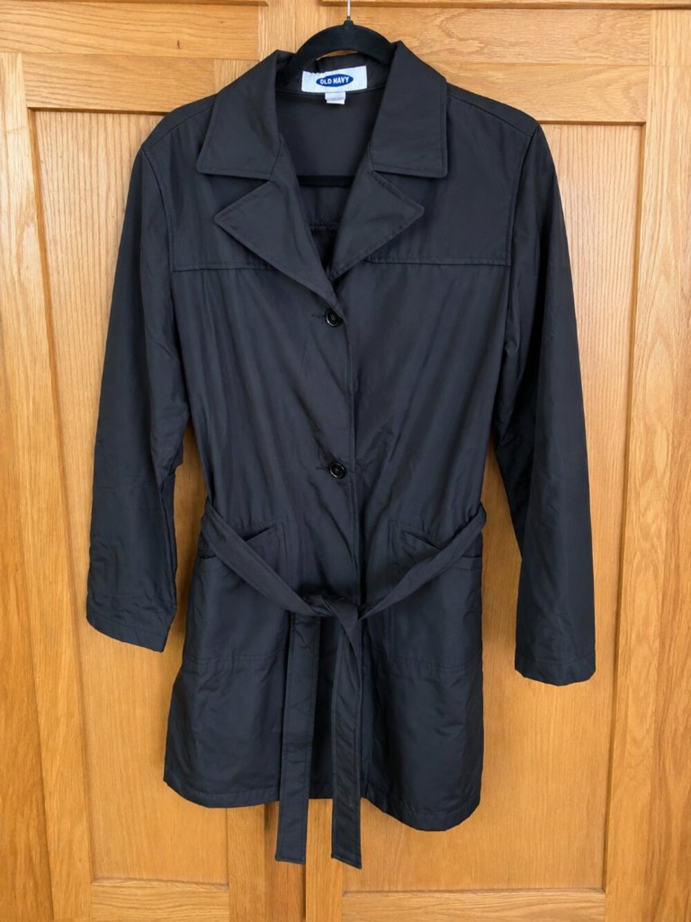 Vintage Y2K Old Navy Black Belted Trench Coat Women's Size Large